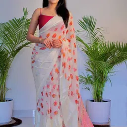 sanjana  silk SANJANA SILK Floral Printed Pure Georgette Saree-picture-29