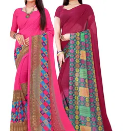 Florence Pack of 2 Printed Pure Georgette Sarees image 1
