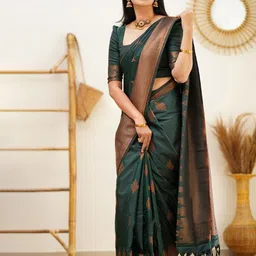 Areca Designer Ethnic Motifs Woven Design Zari Banarasi Saree-image-22