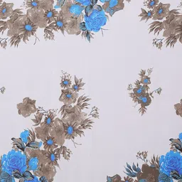 SAADHVI White & Blue Floral Pure Georgette Saree image 4