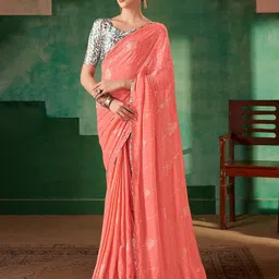 Saree mall Pink Ethnic Motifs Printed Pure Georgette Sarees-image-39
