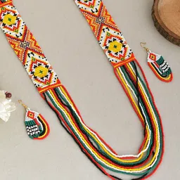 Silvermerc Designs Mexican Beaded Long Layered Afghan Jewellery Set-picture-29