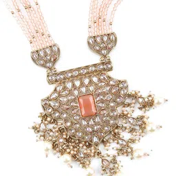 ODETTE Gold-Plated Kundan-Studded & Beaded Jewellery Set image 4