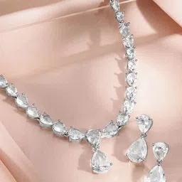 Rubans Rhodium Plated Cubic Zirconia Studded Jewellery Set image 3