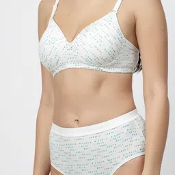 College Girl Geometric Printed Cotton Lightly Padded Bra & High-Rise Brief image 4