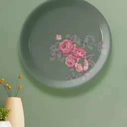 nestroots Green & Pink Floral Printed Ceramic Round Wall Plate-picture-20