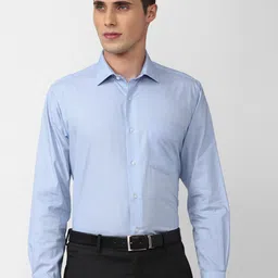 Van Heusen Men Blue Pure Cotton Formal Shirt-image-19