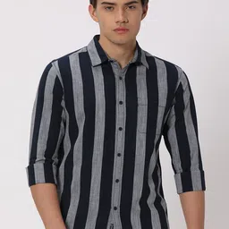 Mufti Striped Slim Fit Pure Cotton Casual Shirt-picture-33