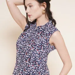 VESTIDO MODAS Floral Printed Mandarin Collar Georgette Shirt Style Top image 2