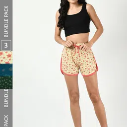 BAESD Women Pack Of 3 High-Rise Floral Printed Pure Cotton Shorts-picture-23