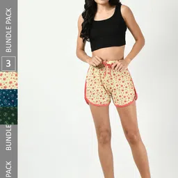 BAESD Women  Pack Of 3 Printed High-Rise Cotton Shorts-picture-36