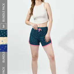 BAESD Women Pack Of 3 Conversational Printed High-Rise Pure Cotton Shorts-picture-25