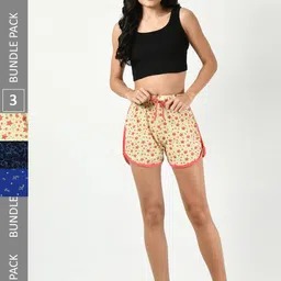 BAESD Women Pack Of 3 Printed High-Rise Pure Cotton Shorts-picture-21