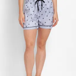 FashionRack Women Green & Blue Pack of 2 Printed Lounge Shorts image 5