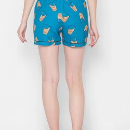 FashionRack Women Pack Of 2 Blue & Purple  Printed Lounge Shorts image 4