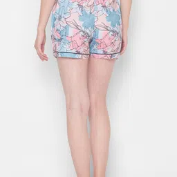 FashionRack Women Pack of 2 Blue & Grey Printed Lounge Shorts 109C/146C image 2