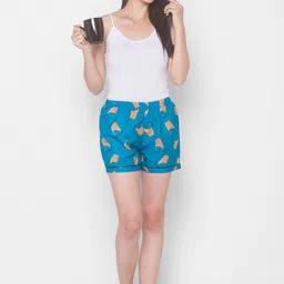 FashionRack Women Pack Of 2 Blue & Pink Printed Lounge Shorts image 2