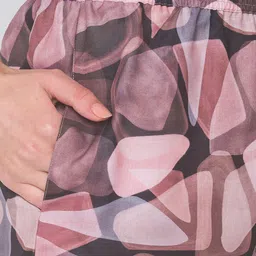 FashionRack Women Coral & Brown Pair Of 2 Printed Lounge Shorts image 5