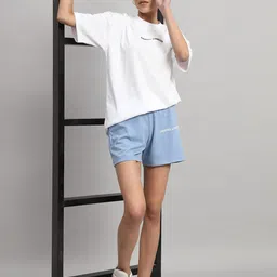 GRIFFEL Women High-Rise Regular Fit Cotton Shorts image 2