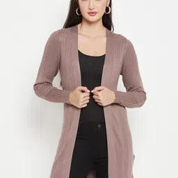 Madame Striped Longline Acrylic Open Front Shrug-picture-33