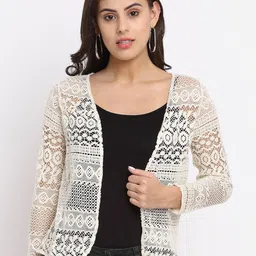 Rute Women Cotton Self Design Open Front Shrug image 1