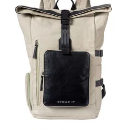 STRAP IT Unisex Off White & Black Contrast Detail Backpack with Shoe Pocket-image-37