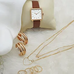 JOKER & WITCH Women Sandstone Love Stack Watch & Gold Plated Jewellery Gift Set JWLS322-picture-27