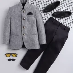 Jeetethnics Infant Boys Grey Solid Single-Breasted 2-Piece Suits-image-38