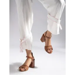 MIORAH Tan Leather Sandal Heels-image-17