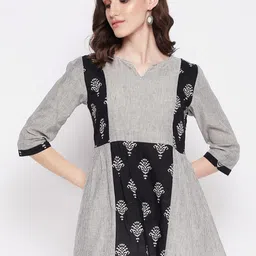 Imfashini Notch Neck Striped Printed Longline Cotton A-Line Top-picture-14