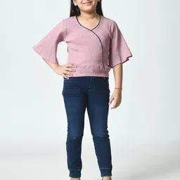 BAESD Girls V-neck Flared Sleeve Crepe Top-picture-31