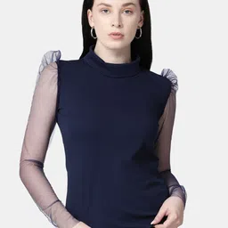 Selvia High Neck Puff Sleeves Fitted Top image 1