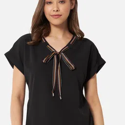 ALL WAYS YOU V-Neck Extended Sleeves Tie-Up Detailed Regular Top-image-94