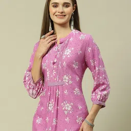 Rangriti Floral Printed Mandarin Collar Shirt Style Top-picture-10