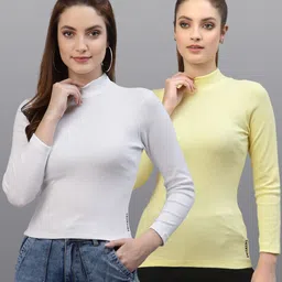 Friskers Pack of 2 White & Yellow Fitted Tops-picture-19