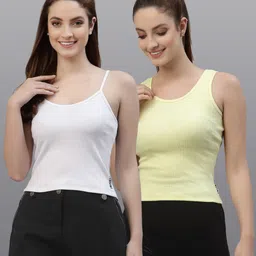 Friskers Pack of 2 White & Yellow Fitted Tops-image-98