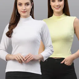 Friskers Women White & Yellow Top Pack Of 2-picture-14