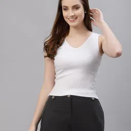 Friskers White Solid Crop Top-image-5