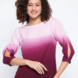 Ruhaans Boat Neck Slit Sleeve Colourblocked Top-picture-20