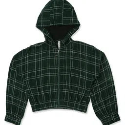 Pepe Jeans Green Checked Hooded Shirt Style Top-picture-10