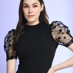 BAESD High Neck Puff Sleeve Top-picture-29