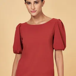 Annabelle by Pantaloons Round Neck Puff Sleeves Top-image-29