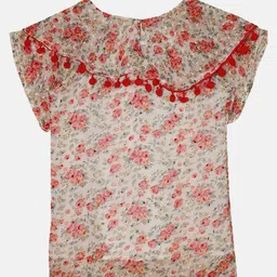 KiddoPanti Girls Abstract Printed Cap Sleeves Top image 4