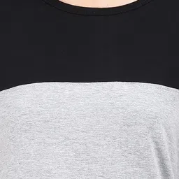 Fleximaa Black & Grey Colourblocked Cotton Longline Regular Top image 2