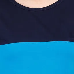 Fleximaa Blue & Navy Blue Colourblocked Longline Top image 2