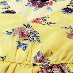 Slenor Women Yellow Floral Print Crepe Empire Top image 2