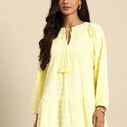 all about you Tie-Up Neck Puff Sleeve A-Line Top image 4