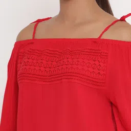 SAVI Self Design Off-Shoulder Puff Sleeves Bardot Top image 3