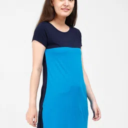 Fleximaa Blue & Navy Blue Colourblocked Longline Top image 3