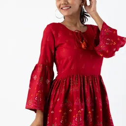 KALINI Red Indigo Empire Longline Top image 5